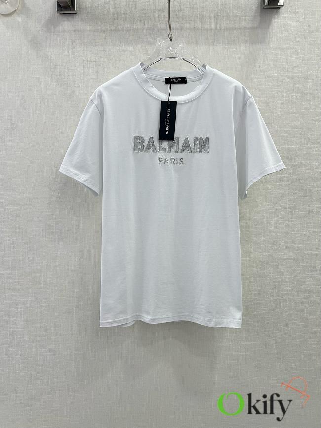 Okify Balmain White T-shirt SML 19681 - 1