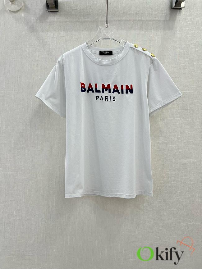 Okify Balmain White T-shirt SML 19682 - 1