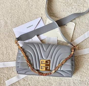 Okify Givenchy Small 4G Soft Bag in grey gray quilted leather with chain 25x15x6cm