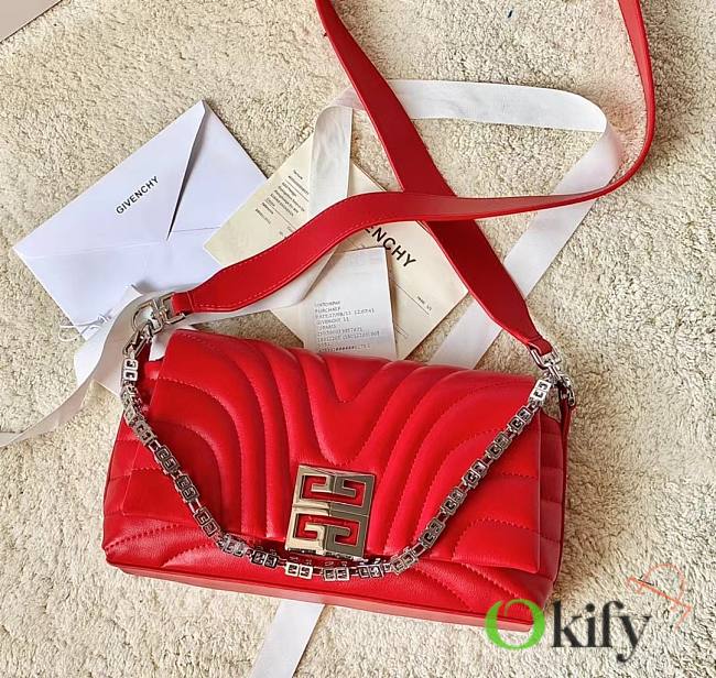 Okify Givenchy Small 4G Soft Bag in red quilted leather with chain 25x15x6cm - 1