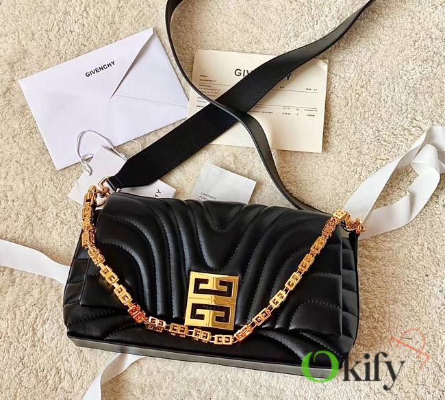 Okify Givenchy Small 4G Soft Bag in black quilted leather with chain 25x15x6cm - 1