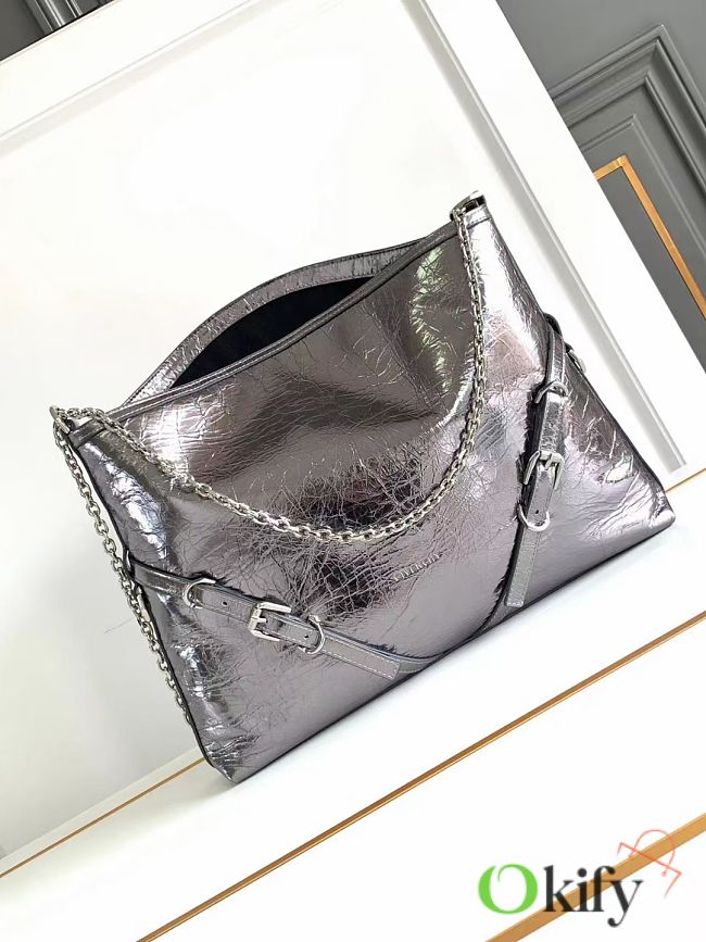 Okify Givenchy Medium Silver Voyou Chain bag in laminated leather 40x27x6.5cm  - 1