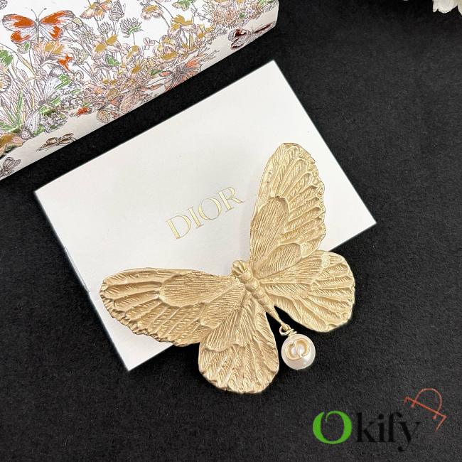 Okify Dior Gold Butterfly Hair Clip  - 1