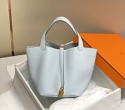 Okify Hermes Picotin Lock 22 In Light Blue 22x21x17cm  - 1