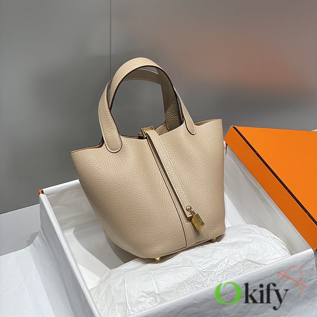 Okify Hermes Picotin Lock 18 In Cream 18x19x13cm  - 1