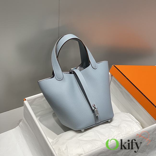 Okify Hermes Picotin Lock 18 In Light Blue 18x19x13cm  - 1