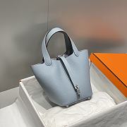 Okify Hermes Picotin Lock 18 In Light Blue 18x19x13cm  - 1