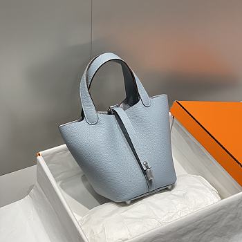 Okify Hermes Picotin Lock 18 In Light Blue 18x19x13cm 