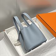 Okify Hermes Picotin Lock 18 In Light Blue 18x19x13cm  - 3