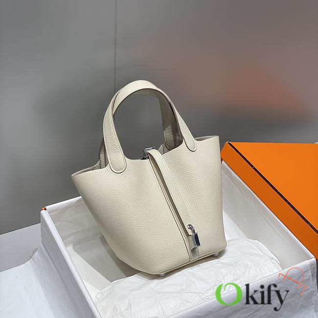 Okify Hermes Picotin Lock 18 In White 18x19x13cm  - 1