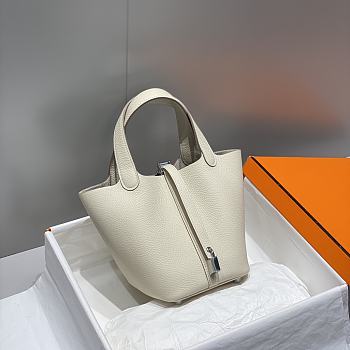 Okify Hermes Picotin Lock 18 In White 18x19x13cm 