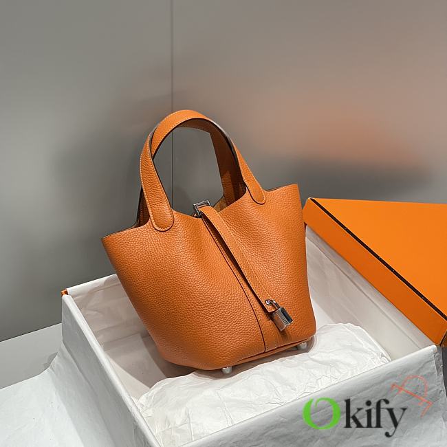 Okify Hermes Picotin Lock 18 In Orange 18x19x13cm  - 1