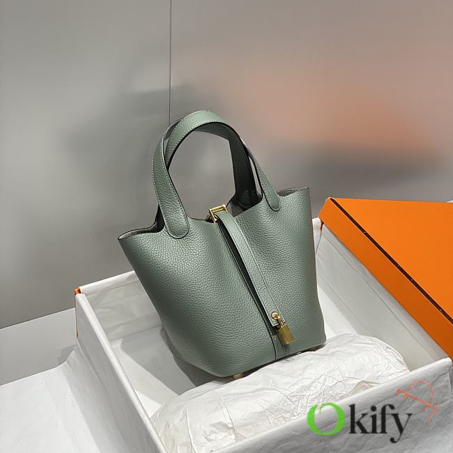 Okify Hermes Picotin Lock 18 In Green 18x19x13cm  - 1