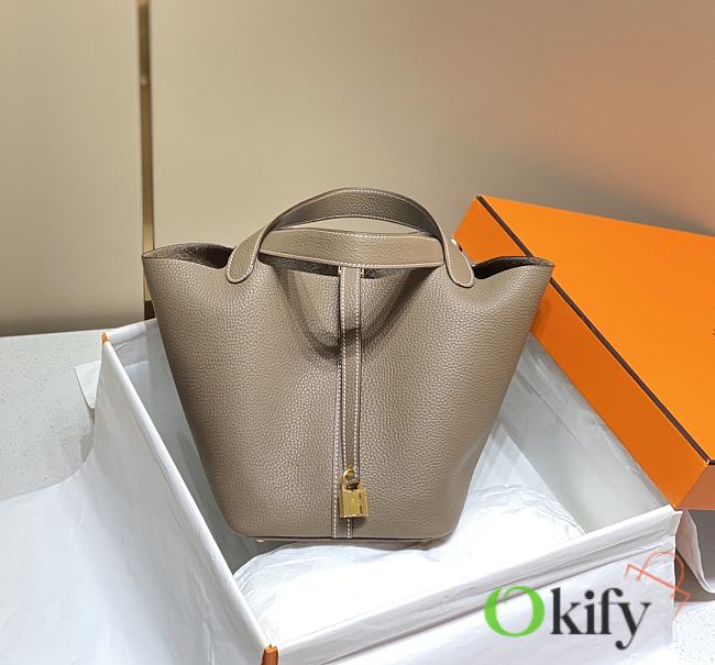 Okify Hermes Picotin Lock 22 In Beige 22x21x17cm  - 1