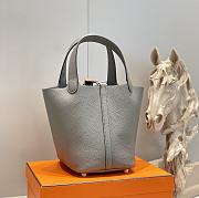 Okify Hermes Picotin Lock 18 In Grey Gray 18x19x13cm  - 2