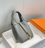 Okify Hermes Picotin Lock 18 In Grey Gray 18x19x13cm  - 4