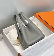 Okify Hermes Picotin Lock 18 In Grey Gray 18x19x13cm  - 5