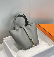 Okify Hermes Picotin Lock 18 In Grey Gray 18x19x13cm  - 1