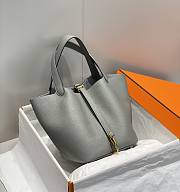 Okify Hermes Picotin Lock 22 In Grey Gray 22x21x17cm  - 1