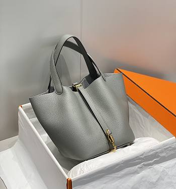 Okify Hermes Picotin Lock 22 In Grey Gray 22x21x17cm 