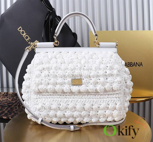 Okify Dolce & Gabbana Raffia Crochet Sicily Bag 20x16x8cm - 1