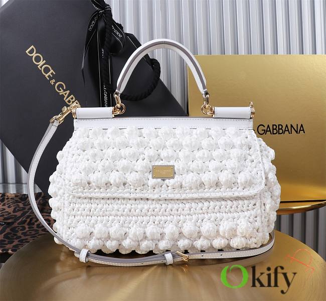 Okify Dolce & Gabbana Raffia Crochet Sicily Bag 25x17x9cm - 1