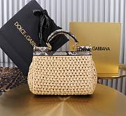 Okify Dolce & Gabbana crochet raffia and python skin sicily bag in beige 18x11x6cm - 3