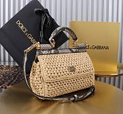 Okify Dolce & Gabbana crochet raffia and python skin sicily bag in beige 18x11x6cm - 2