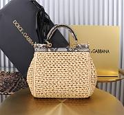 Okify Dolce & Gabbana crochet raffia and python skin sicily bag in beige 20x16x8cm - 3