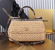 Okify Dolce & Gabbana crochet raffia and python skin sicily bag in beige 25x17x9cm - 1