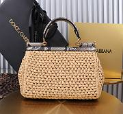 Okify Dolce & Gabbana crochet raffia and python skin sicily bag in beige 25x17x9cm - 2