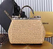 Okify Dolce & Gabbana crochet raffia and python skin sicily bag in beige 25x20x12cm - 4