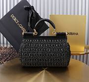 Okify Dolce & Gabbana crochet raffia elongated sicily bag in black 18x11x6cm - 3