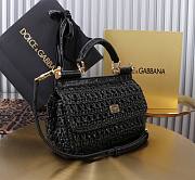 Okify Dolce & Gabbana crochet raffia elongated sicily bag in black 18x11x6cm - 2