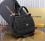 Okify Dolce & Gabbana crochet raffia elongated sicily bag in black 20x16x8cm - 4