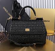 Okify Dolce & Gabbana crochet raffia elongated sicily bag in black 25x17x9cm - 1