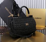 Okify Dolce & Gabbana crochet raffia elongated sicily bag in black 25x17x9cm - 4