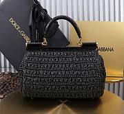 Okify Dolce & Gabbana crochet raffia elongated sicily bag in black 25x17x9cm - 2