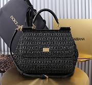 Okify Dolce & Gabbana crochet raffia elongated sicily bag in black 25x20x12cm - 1