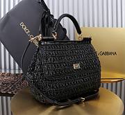 Okify Dolce & Gabbana crochet raffia elongated sicily bag in black 25x20x12cm - 4