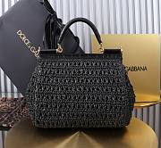 Okify Dolce & Gabbana crochet raffia elongated sicily bag in black 25x20x12cm - 2