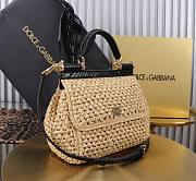 Okify Dolce & Gabbana crochet raffia elongated sicily bag in beige 20x16x8cm - 4