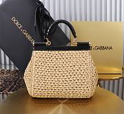 Okify Dolce & Gabbana crochet raffia elongated sicily bag in beige 20x16x8cm - 3