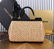 Okify Dolce & Gabbana crochet raffia elongated sicily bag in beige 25x17x9cm - 4