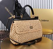 Okify Dolce & Gabbana crochet raffia elongated sicily bag in beige 25x17x9cm - 3