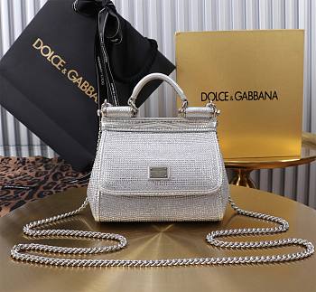 Okify Dolce & Gabbana Crystal Sicily Bag In Silver 14x16x6cm 