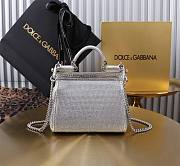 Okify Dolce & Gabbana Crystal Sicily Bag In Silver 14x16x6cm  - 3