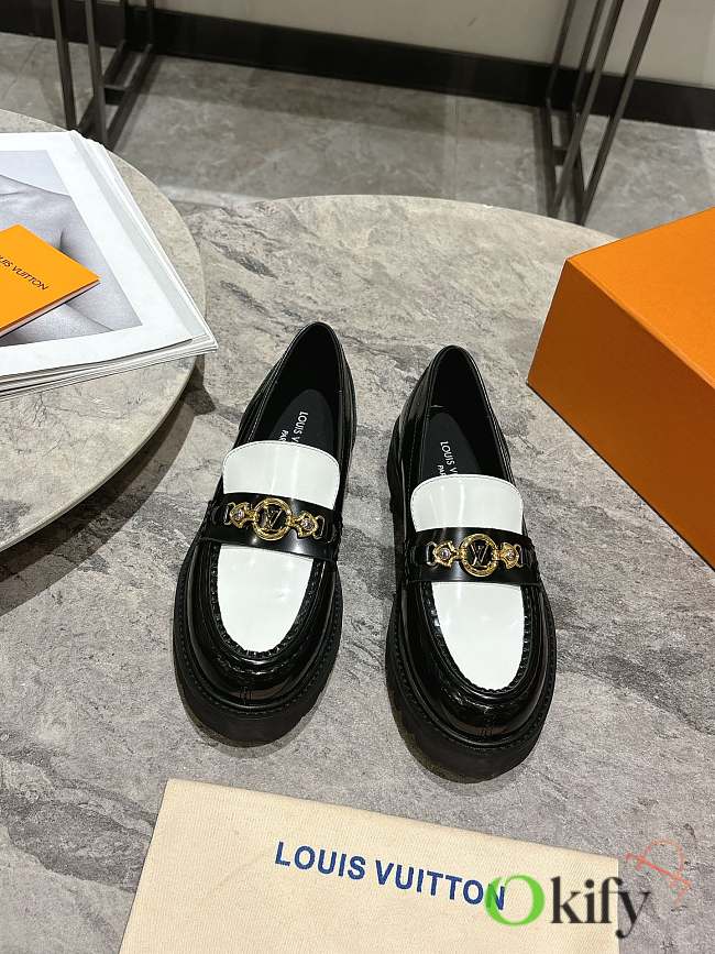 Okify Louis Vuitton Black And White Loafers EU35-45 - 1