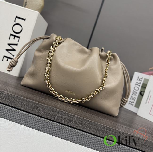 Okify Loewe Medium Flamenco Purse In Beige Mellow Nappa Lambskin 30x10.5x20cm - 1