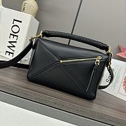 Okify Loewe Black Puzzle Bag With Woven Handle 24x10.5x16cm - 1